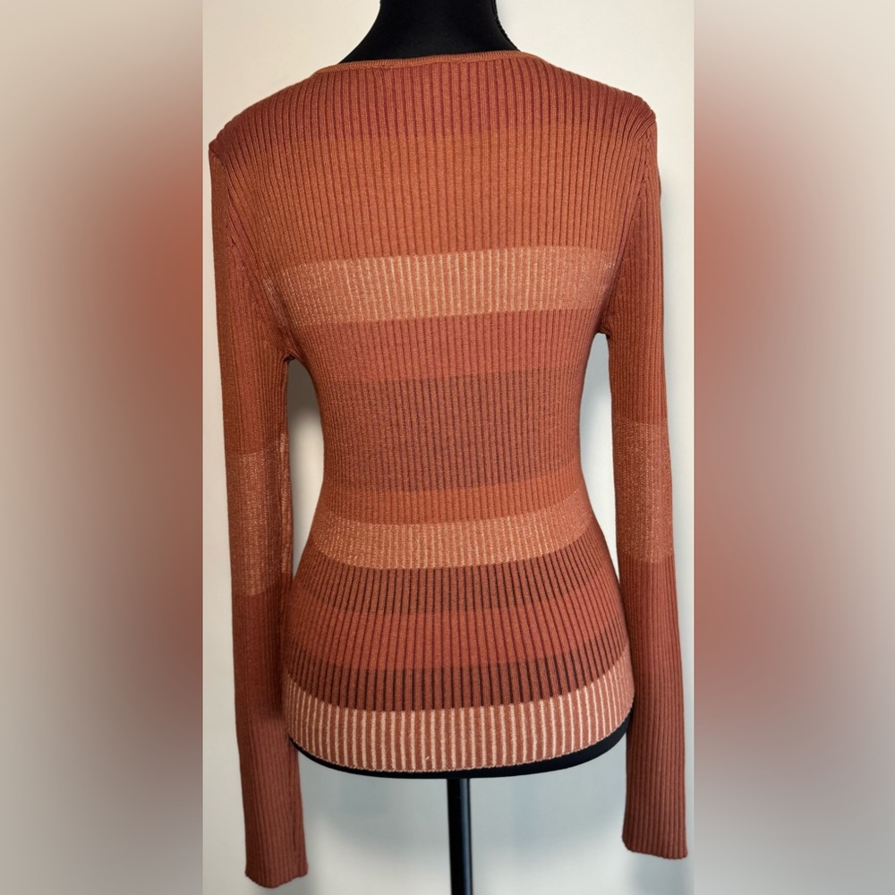 Lulus Striped V-Neck Ribbed Knit Sweater Large - Picture 5 of 10